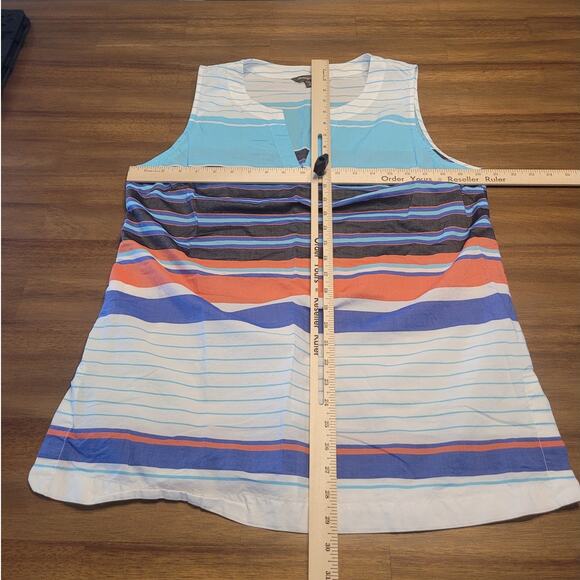 Tommy Bahama Aqua Blue Seaside Stripe Sleeveless Tunic Top Sz L EUC (40" Chest) - Picture 10 of 10